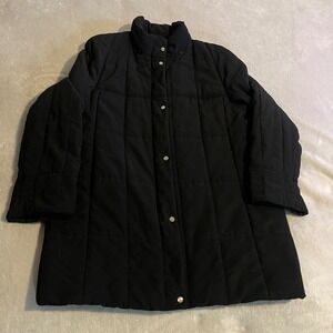 Vintage Nuage Polar Loft Black Quilted Puffer Jacket Coat Women Large Snap Front